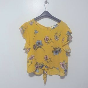Yellow and flower plus size shirt!